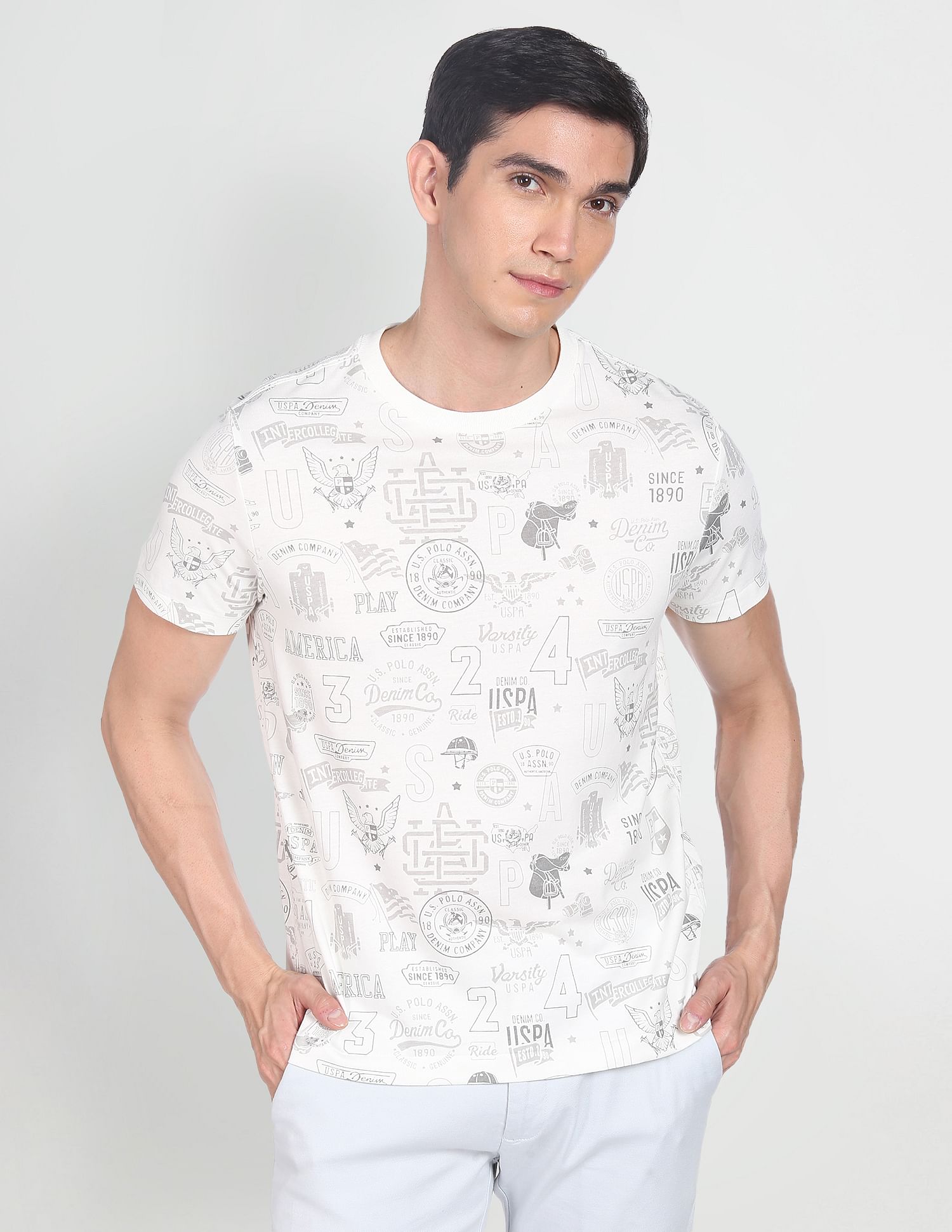 All Over Brand Print Cotton T-Shirt