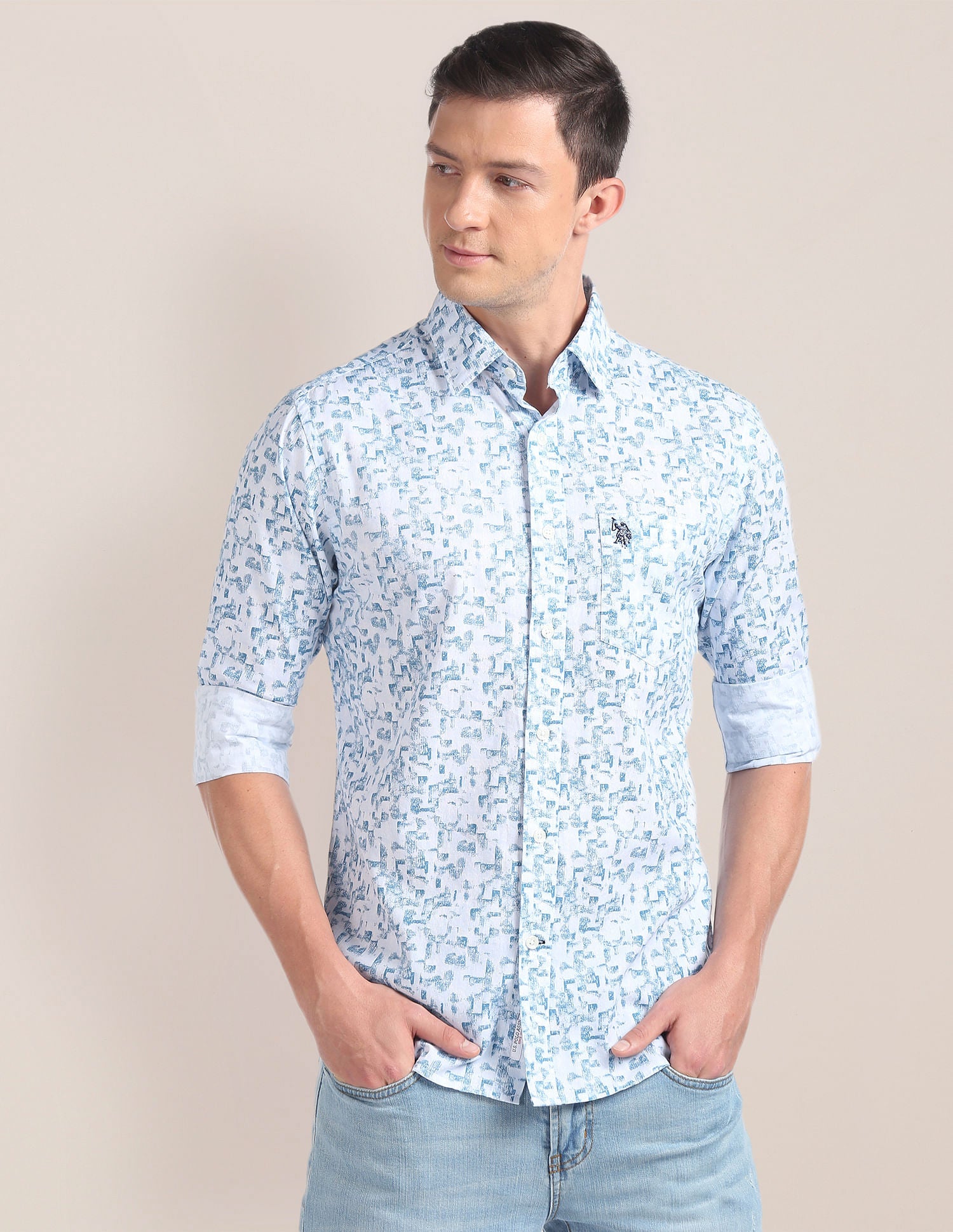 Abstract Print Cotton Shirt