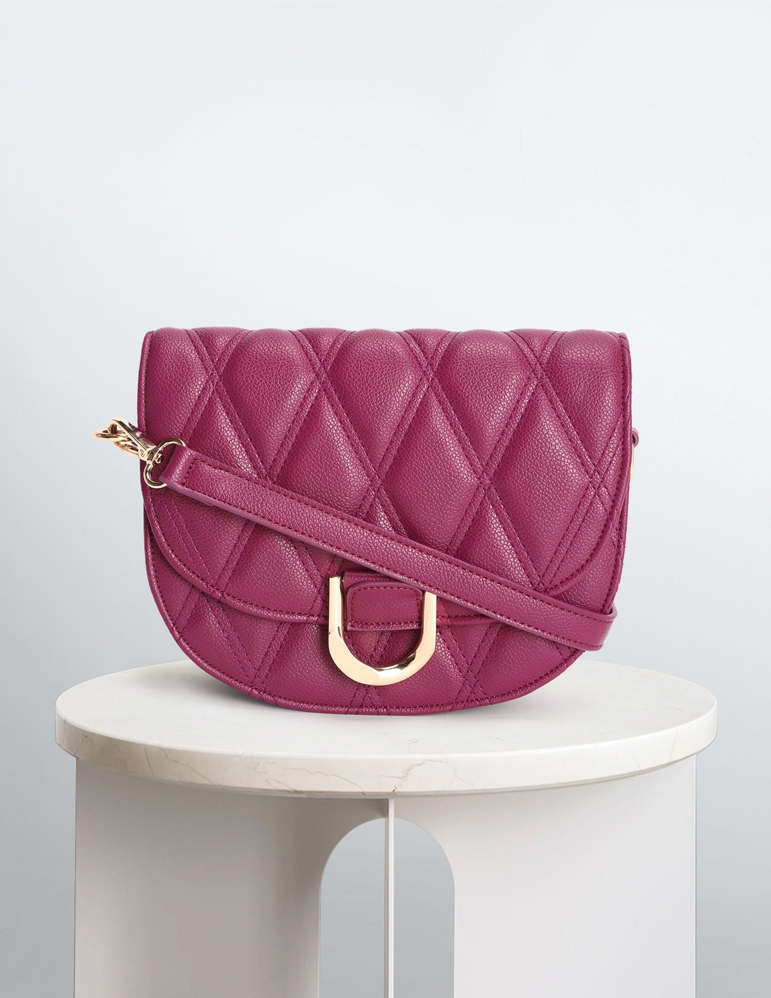 Adjustable Strap Quilted Sling Bag Magenta - uspoloassn-test.in | Large