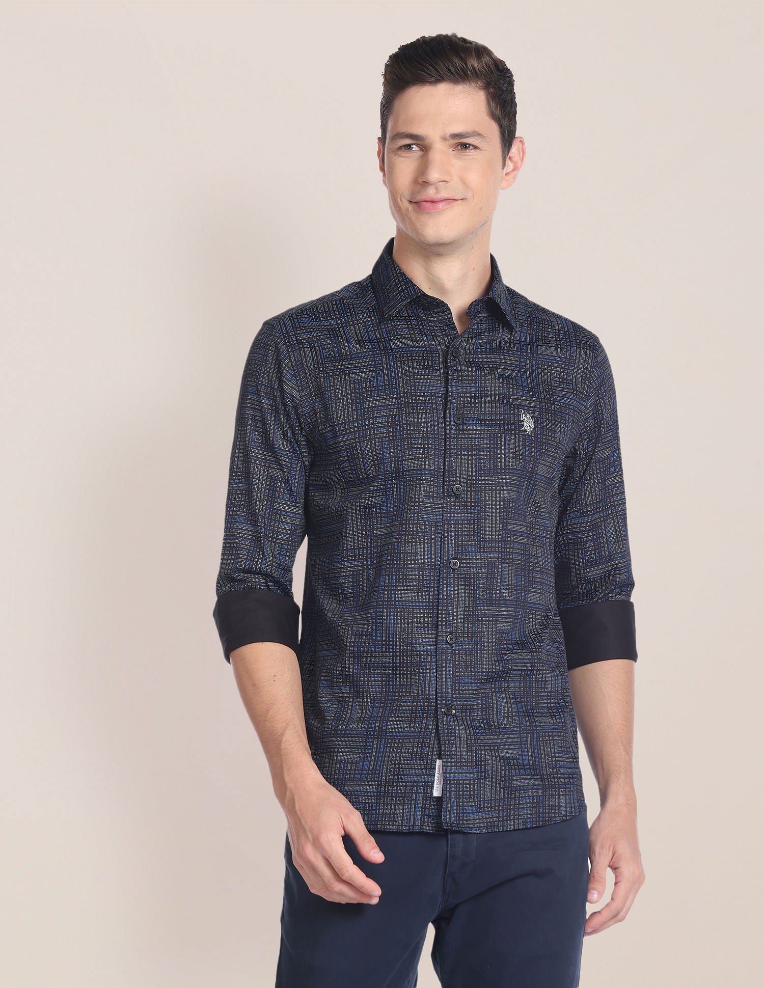 Abstract Print Tailored Shirt