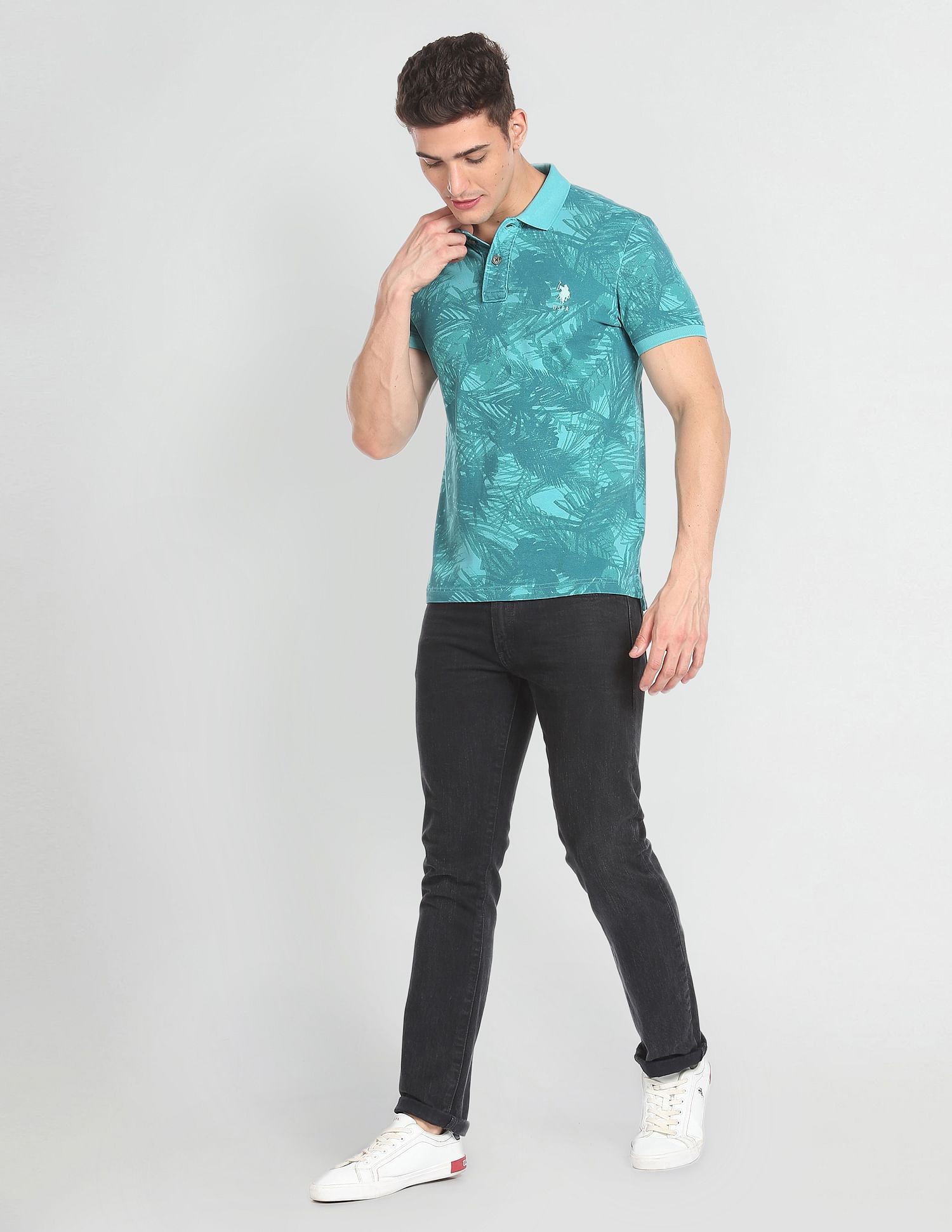 Abstract Print Cotton Polo Shirt