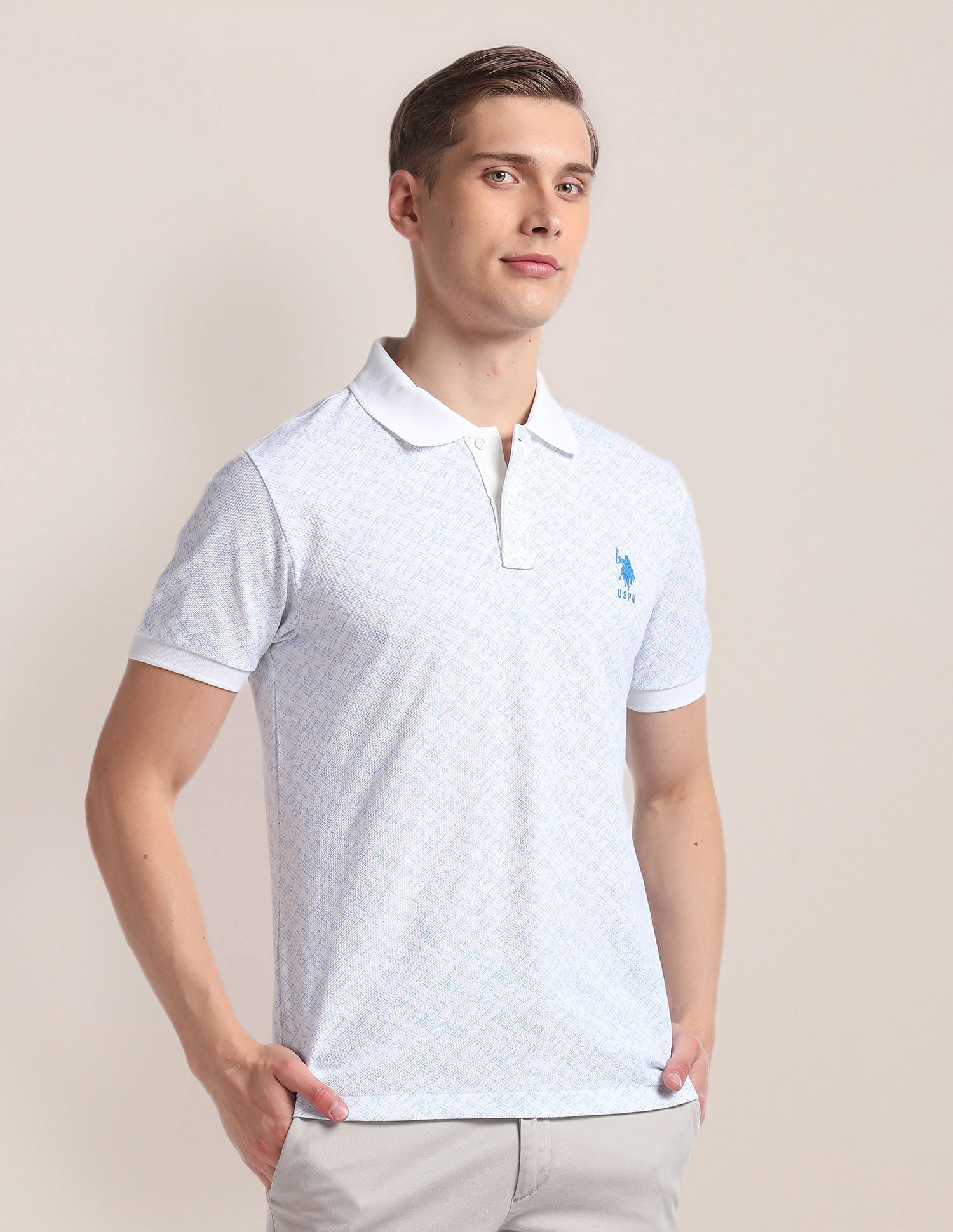 Abstract Print Cotton Polo Shirt