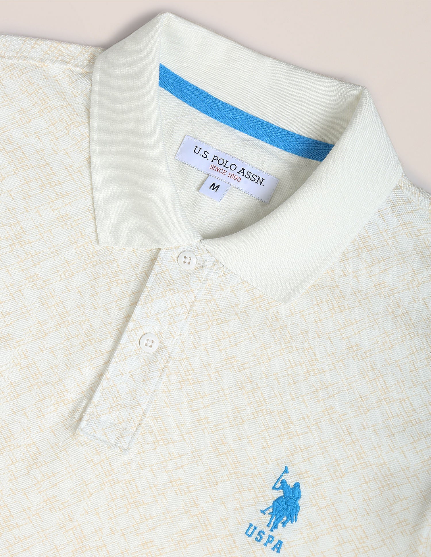 Abstract Print Slim Polo Shirt Beige - uspoloassn-test.in | Large