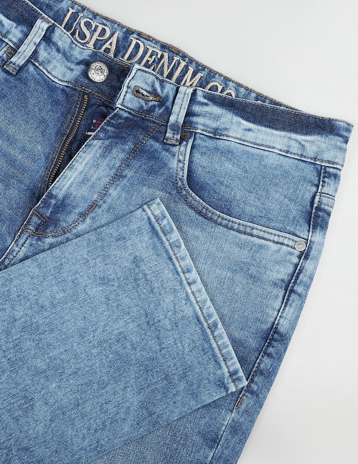 Acid Wash Delta Slim Tapered Fit Jeans Blue - uspoloassn-test.in | Large