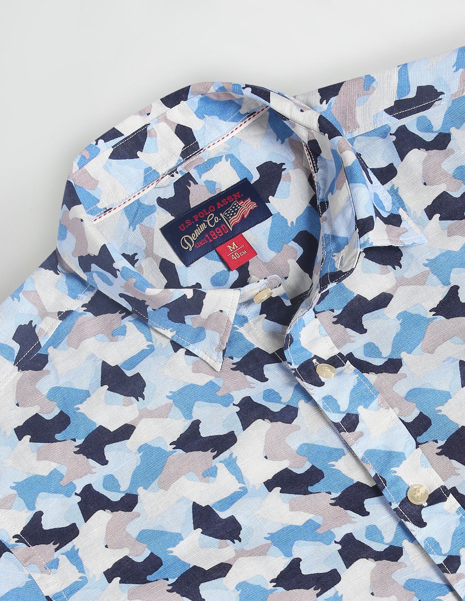 Abstract Print Slim Fit Shirt Blue - uspoloassn-test.in | Large