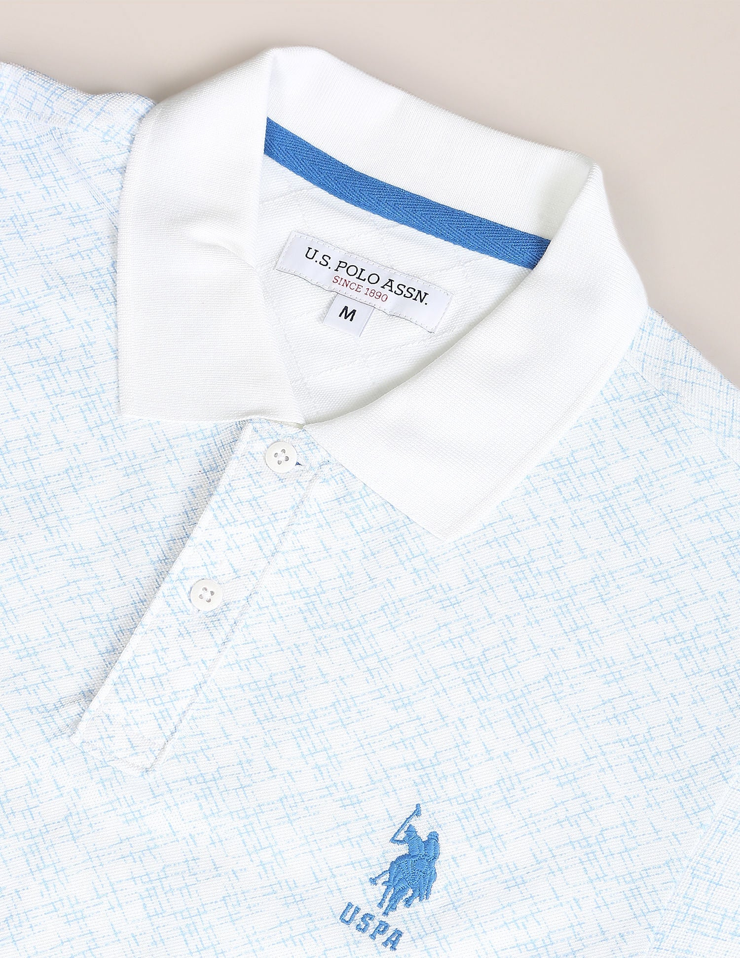 Abstract Print Cotton Polo Shirt Blue - uspoloassn-test.in | Large