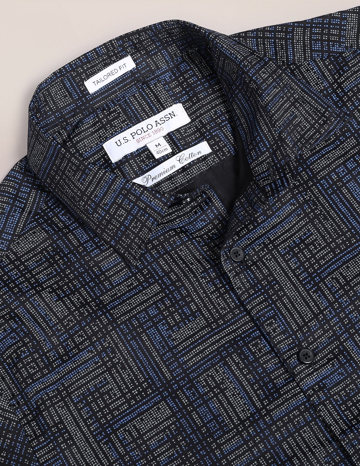 Abstract Print Tailored Shirt Black - uspoloassn-test.in | Large