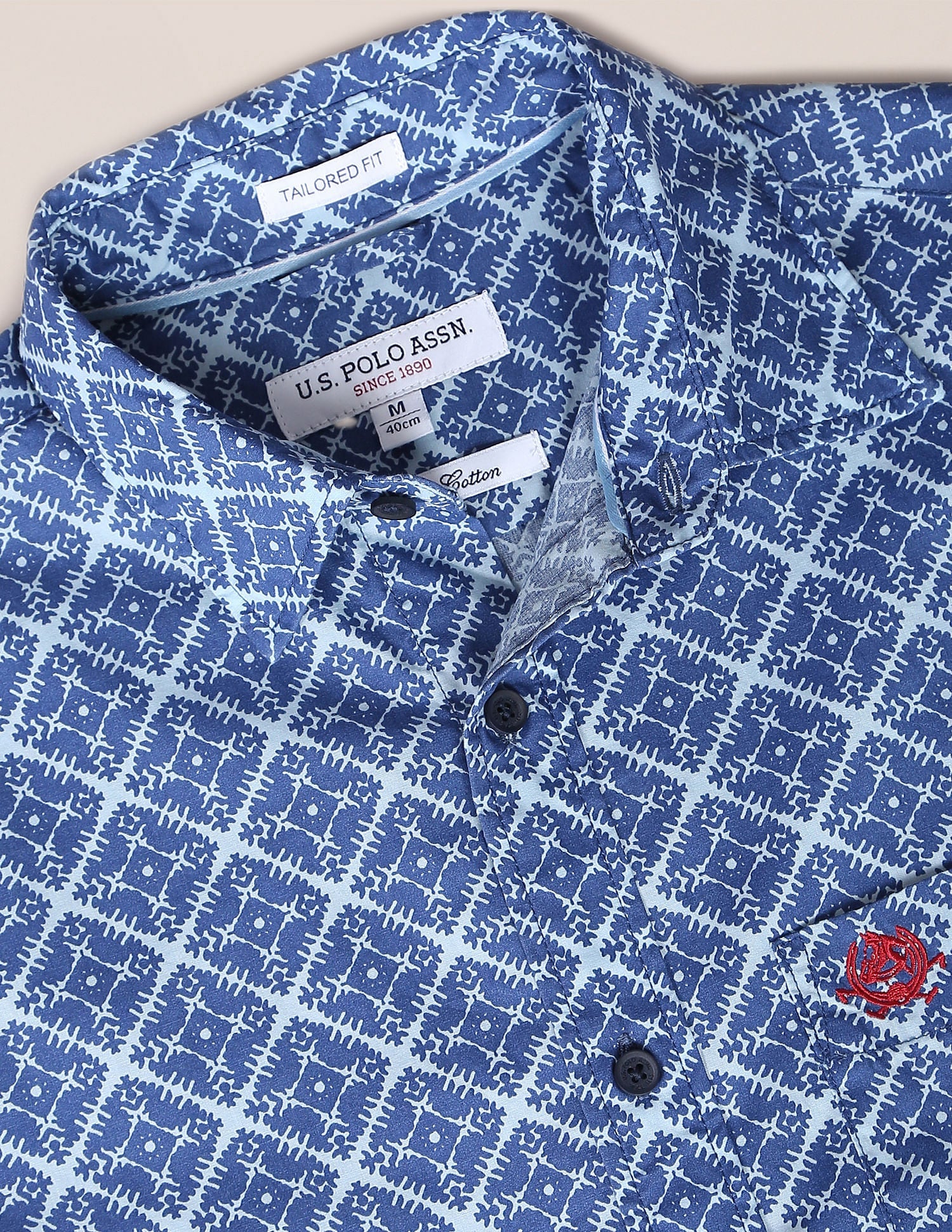 Abstract Print Premium Cotton Casual Shirt Blue - uspoloassn-test.in | Large