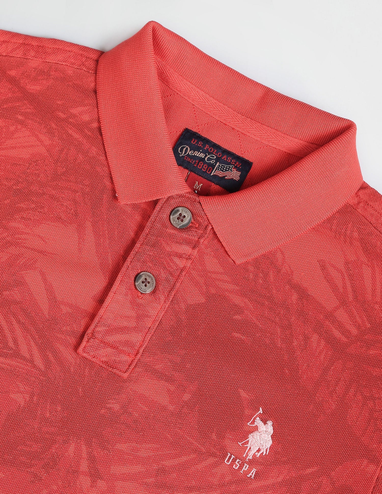 Abstract Print Cotton Polo Shirt Red - uspoloassn-test.in | Large