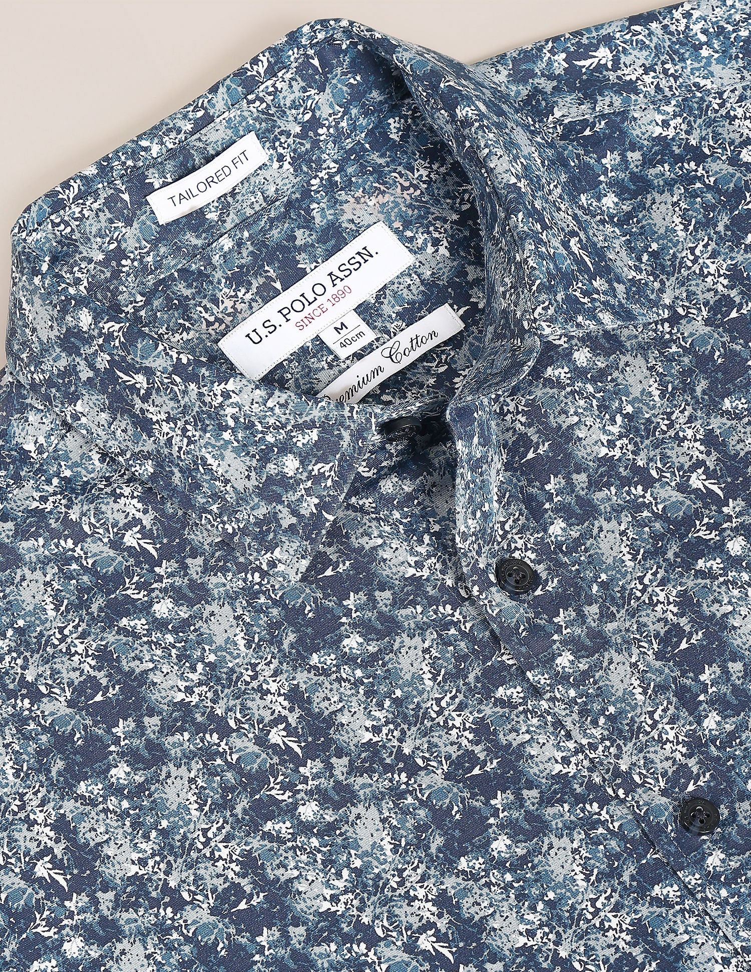 Abstract Print Cotton Shirt Navy - uspoloassn-test.in | Large
