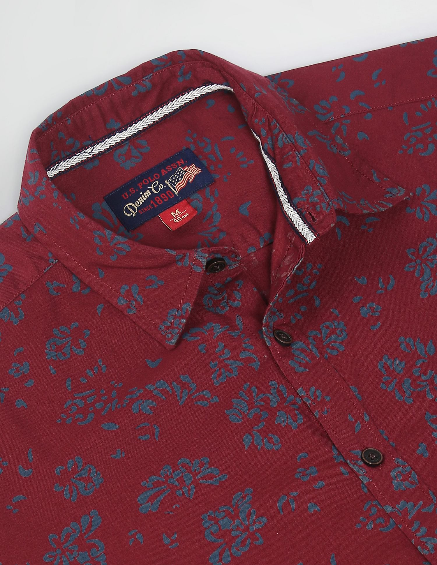Abstract Print Cotton Casual Shirt Maroon - uspoloassn-test.in | Large