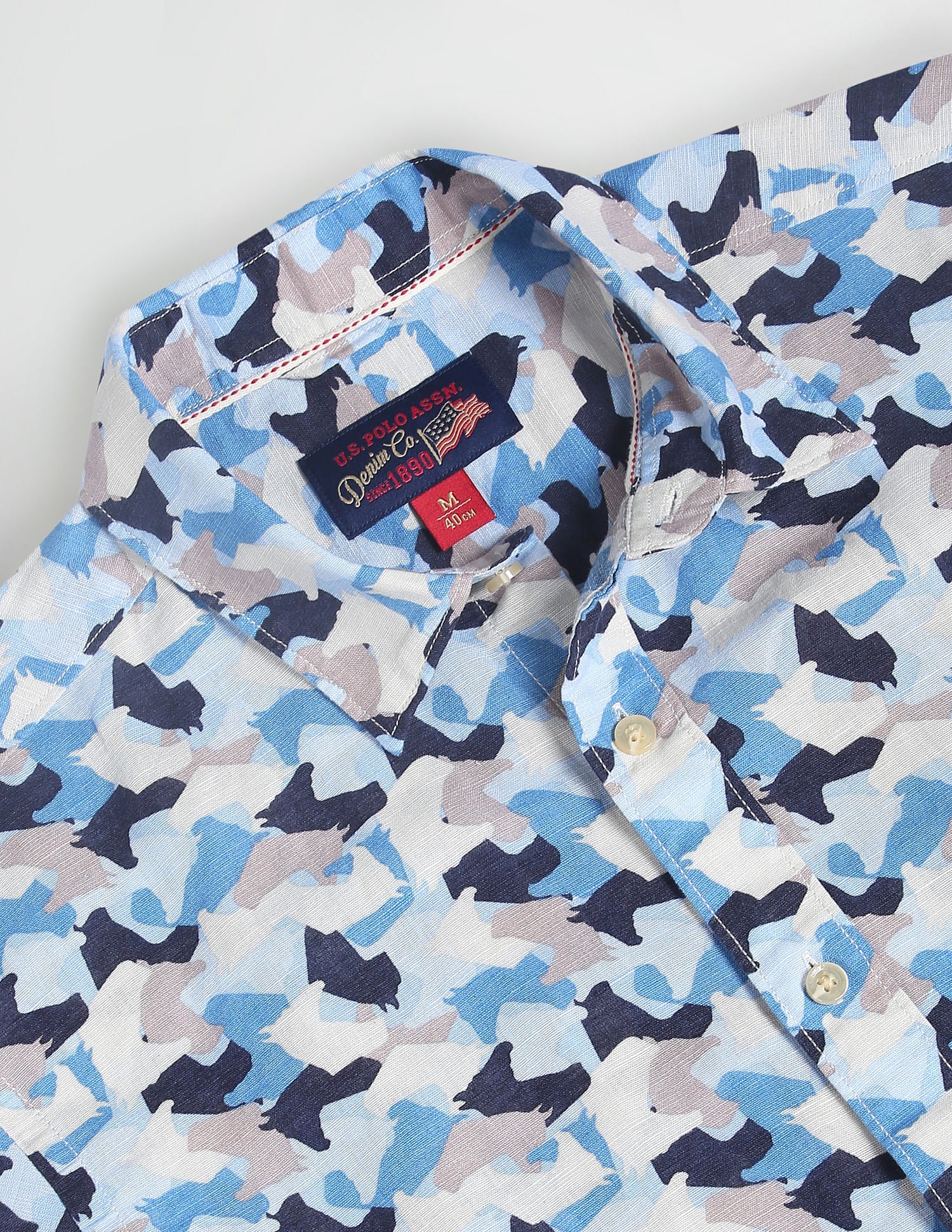 Abstract Print Slim Fit Shirt Blue - uspoloassn-test.in | Large