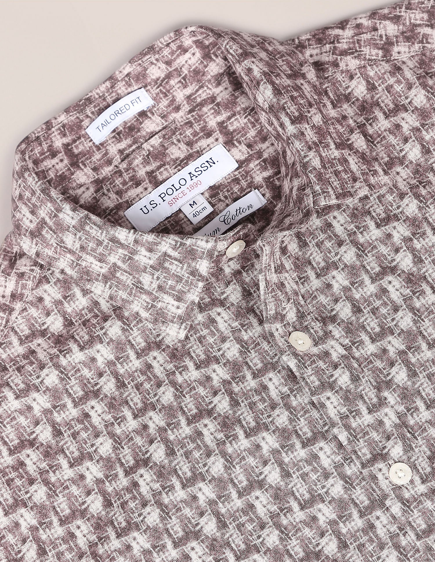 Abstract Print Cotton Twill Shirt Brown - uspoloassn-test.in | Large
