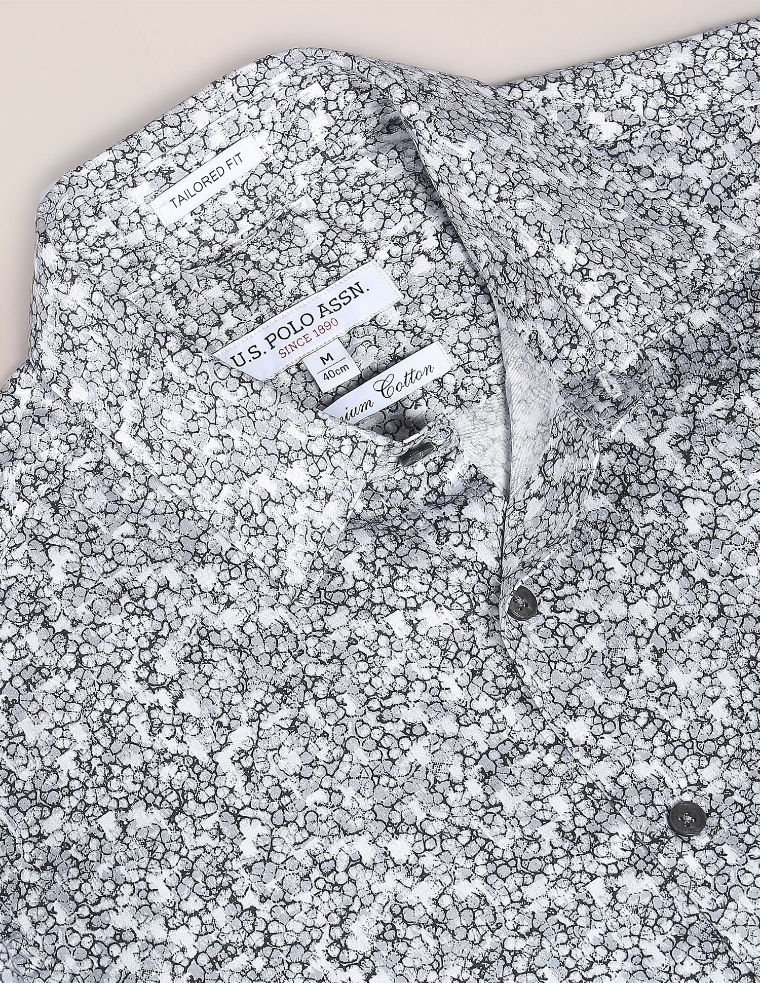 Abstract Print Twill Shirt Grey - uspoloassn-test.in | Large