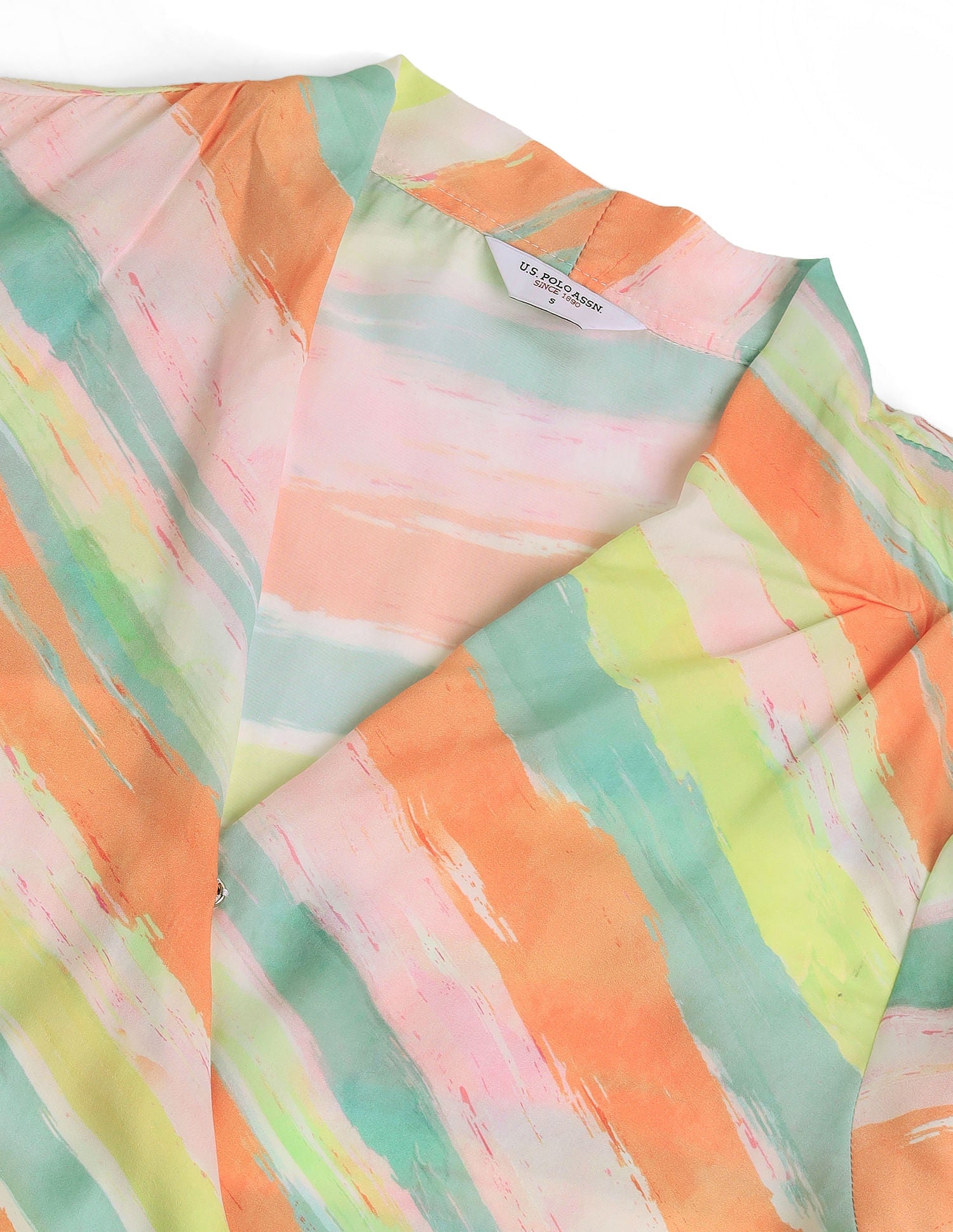 Abstract Print Satin Wrap Top Multi-colour - uspoloassn-test.in | Large