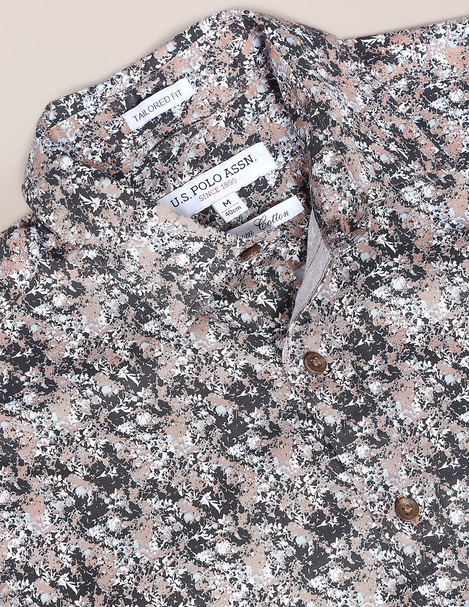 Abstract Print Cotton Twill Shirt Brown - uspoloassn-test.in | Large
