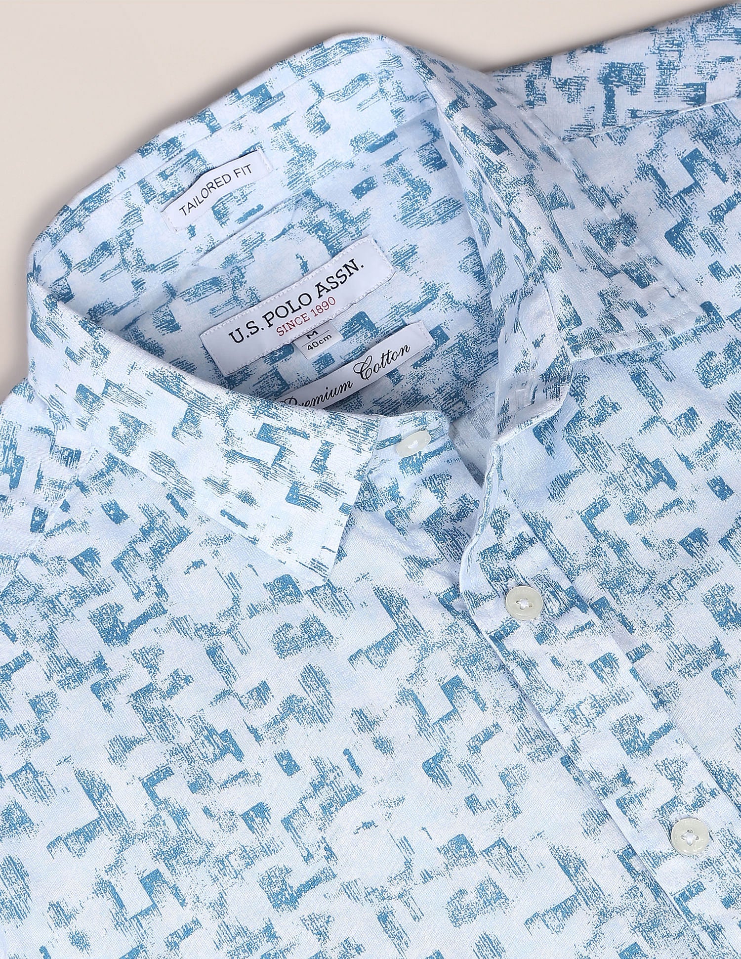 Abstract Print Cotton Shirt Light Blue - uspoloassn-test.in | Large