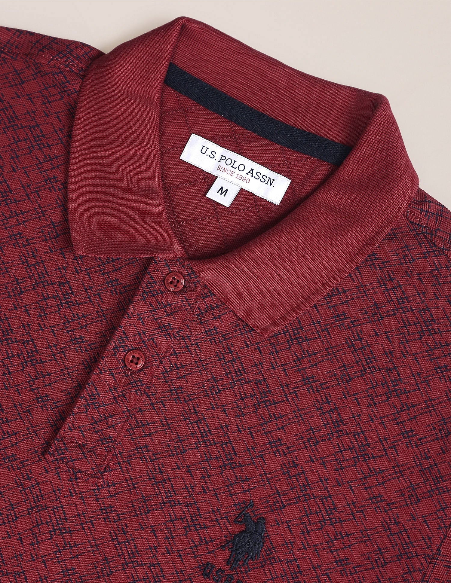 Abstract Print Cotton Polo Shirt Red - uspoloassn-test.in | Large