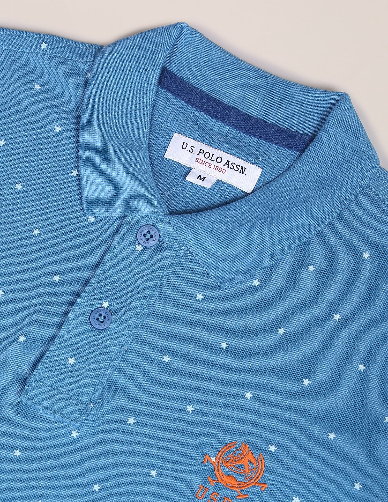 All Geometric Cotton Polo Shirt Blue - uspoloassn-test.in | Large