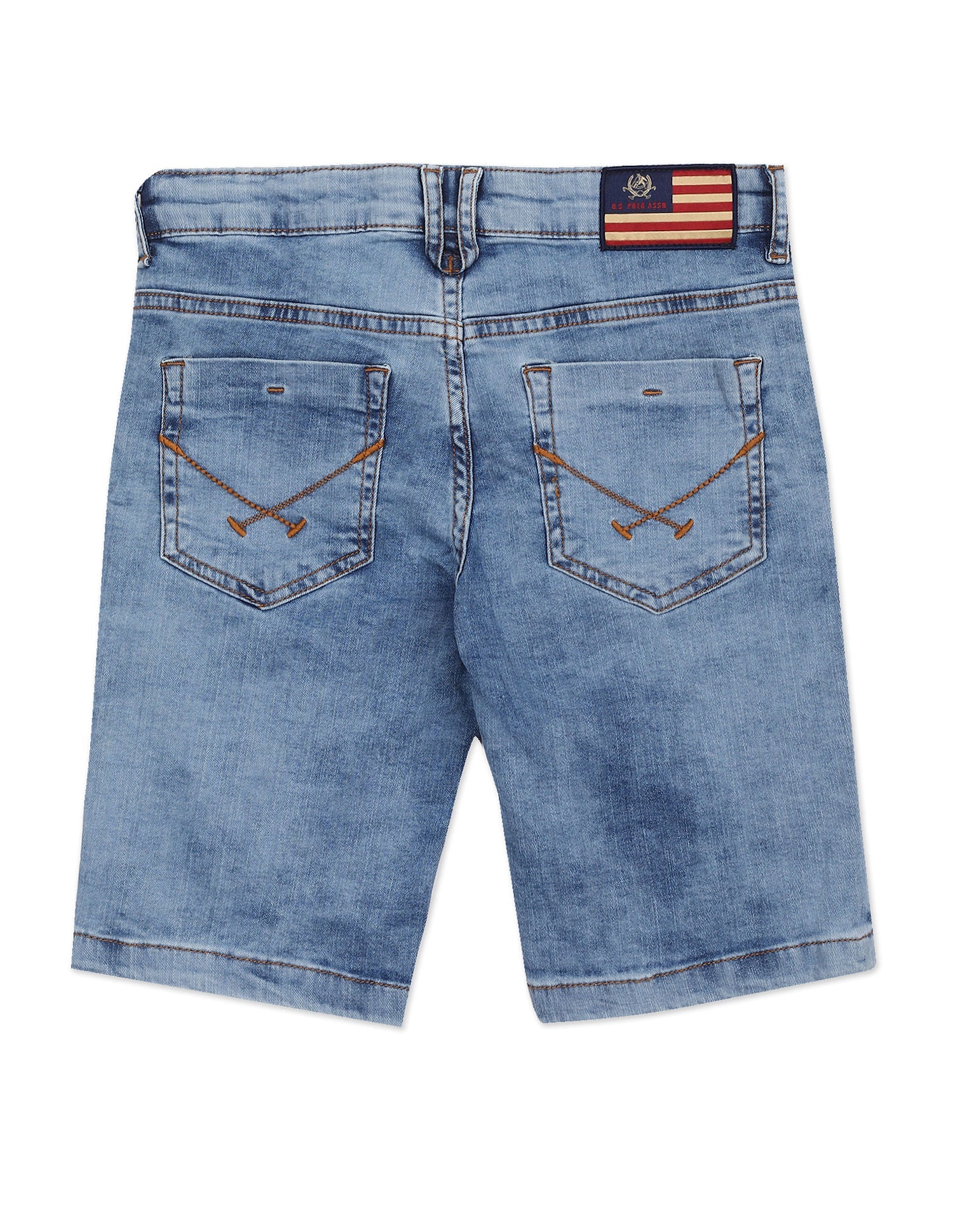 Acid Wash Logo Embroidered Denim Shorts Blue - uspoloassn-test.in | Large