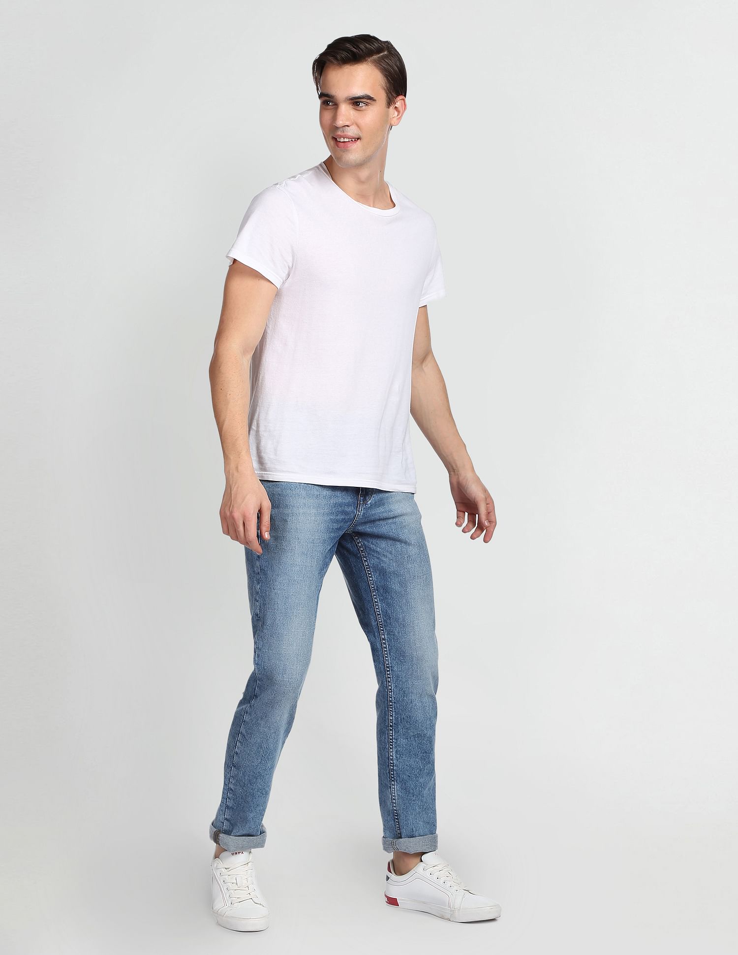 Acid Wash Delta Slim Tapered Fit Jeans Blue - uspoloassn-test.in | Large