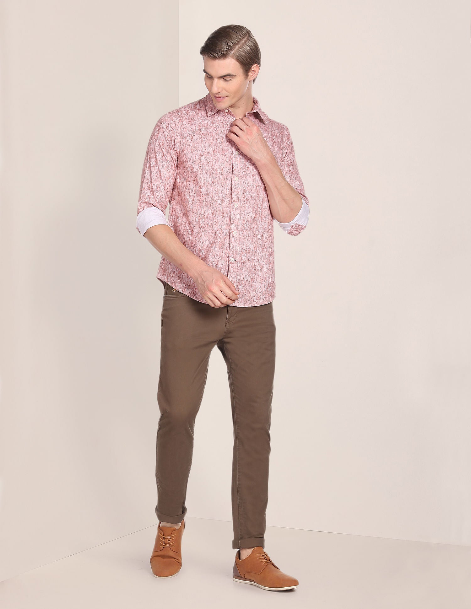 Abstract Print Cotton Shirt Rust - uspoloassn-test.in | Large
