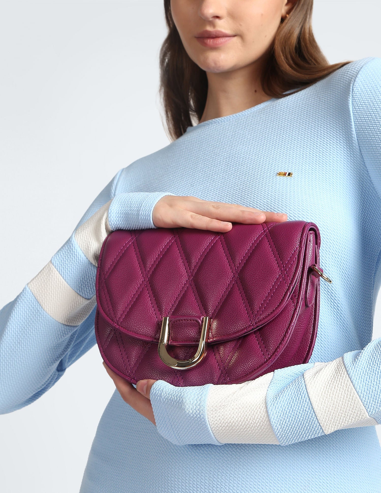Adjustable Strap Quilted Sling Bag Magenta - uspoloassn-test.in | Large