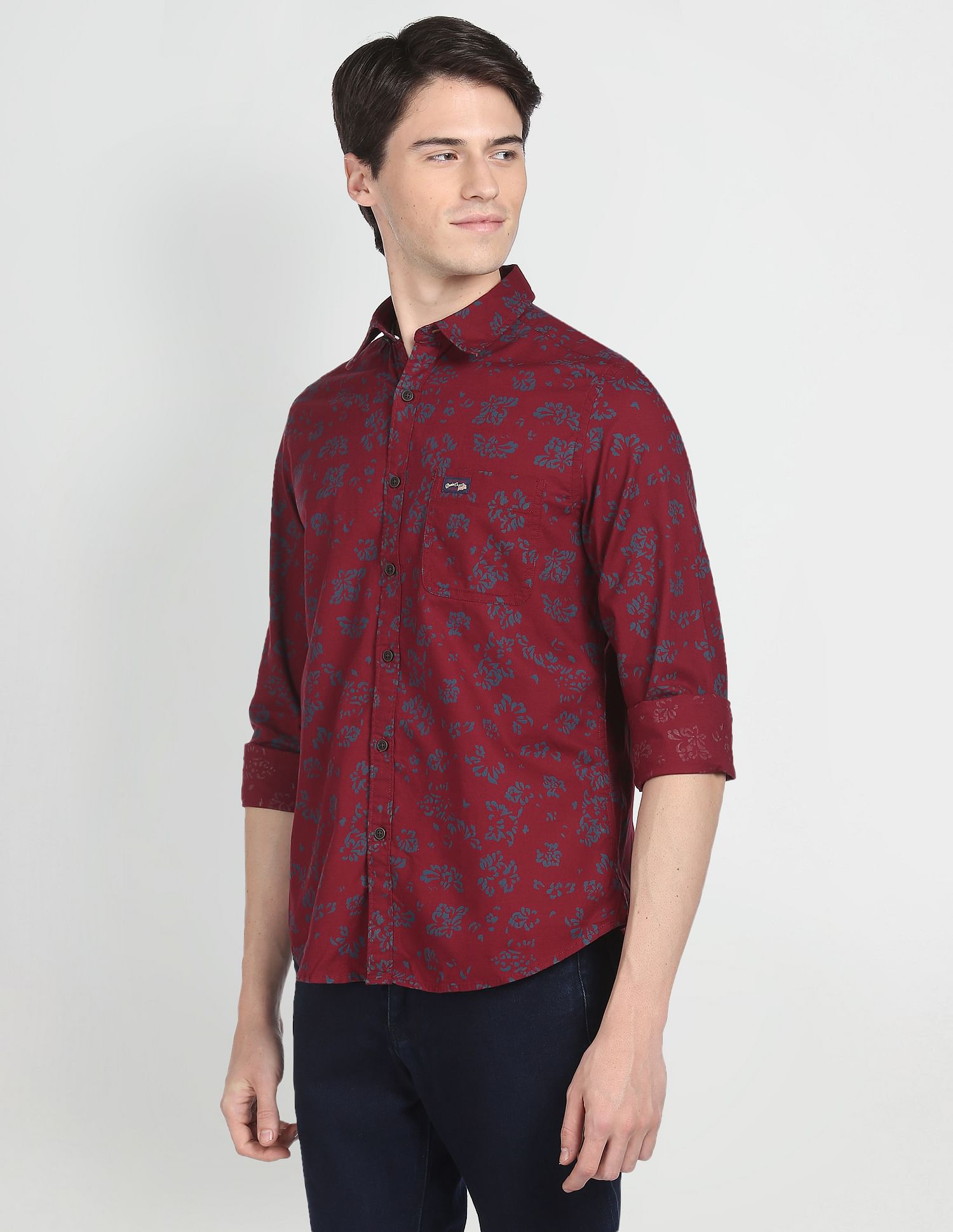 Abstract Print Cotton Casual Shirt
