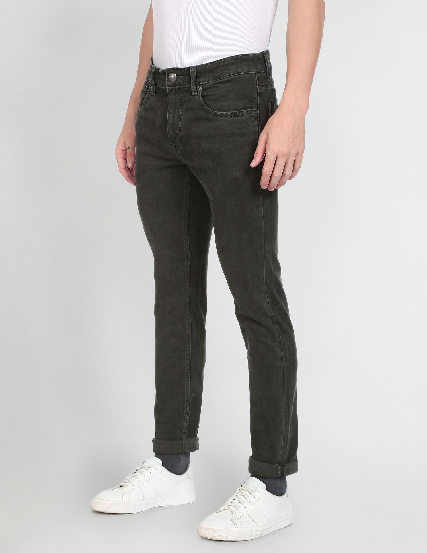 Acid Wash Regallo Skinny Fit Jeans Olive - uspoloassn-test.in | Large