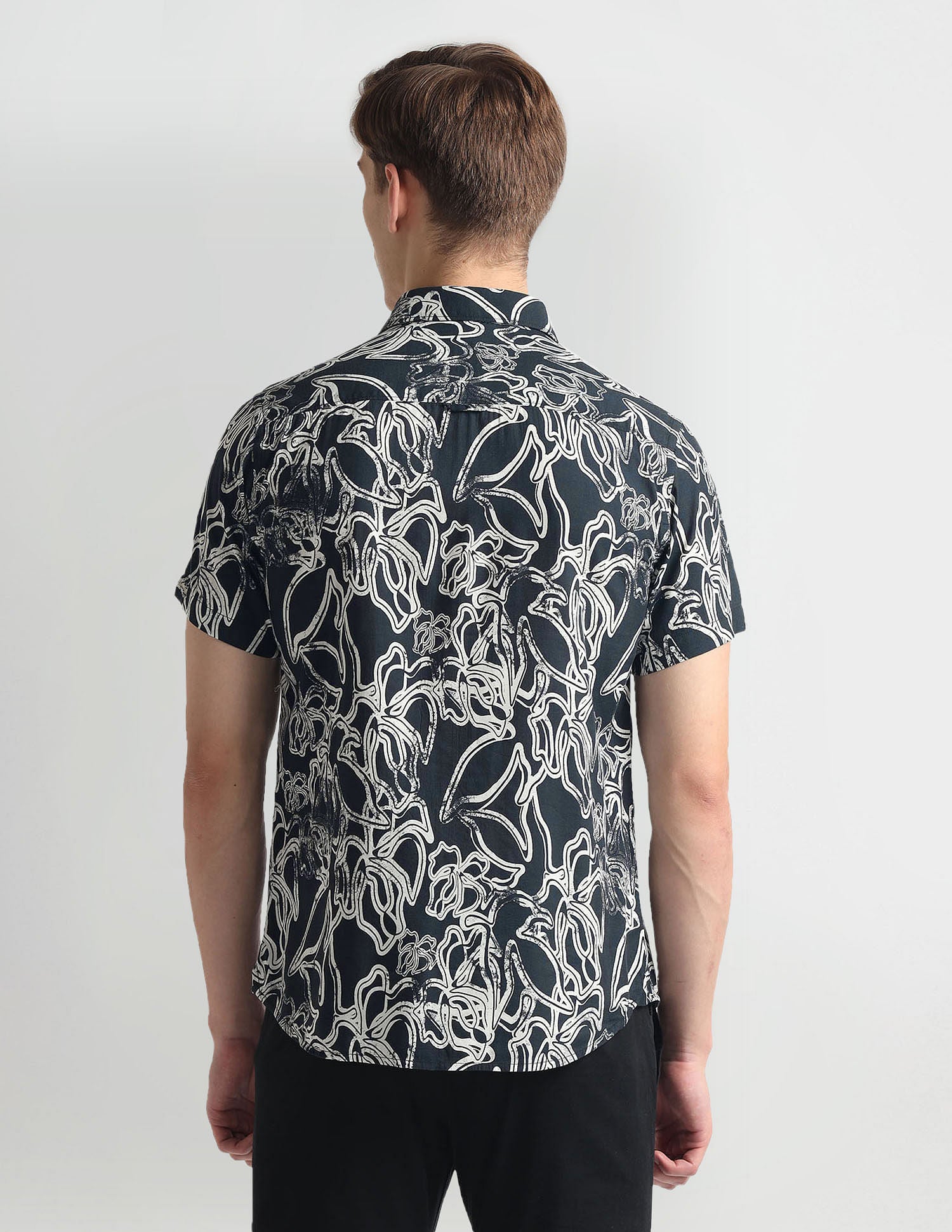 Abstract Print Slim Fit Shirt Black - uspoloassn-test.in | Large