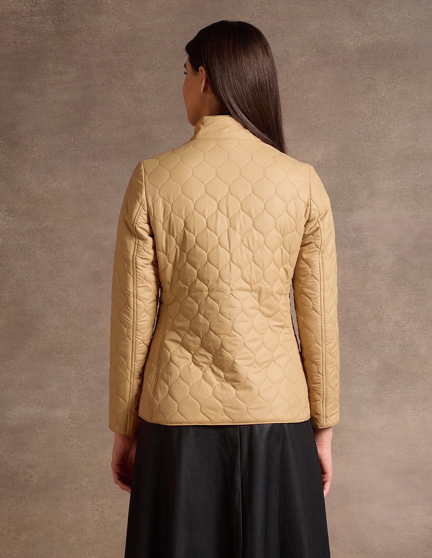 High Neck Puffer Jacket Beige - uspoloassn-test.in | Large