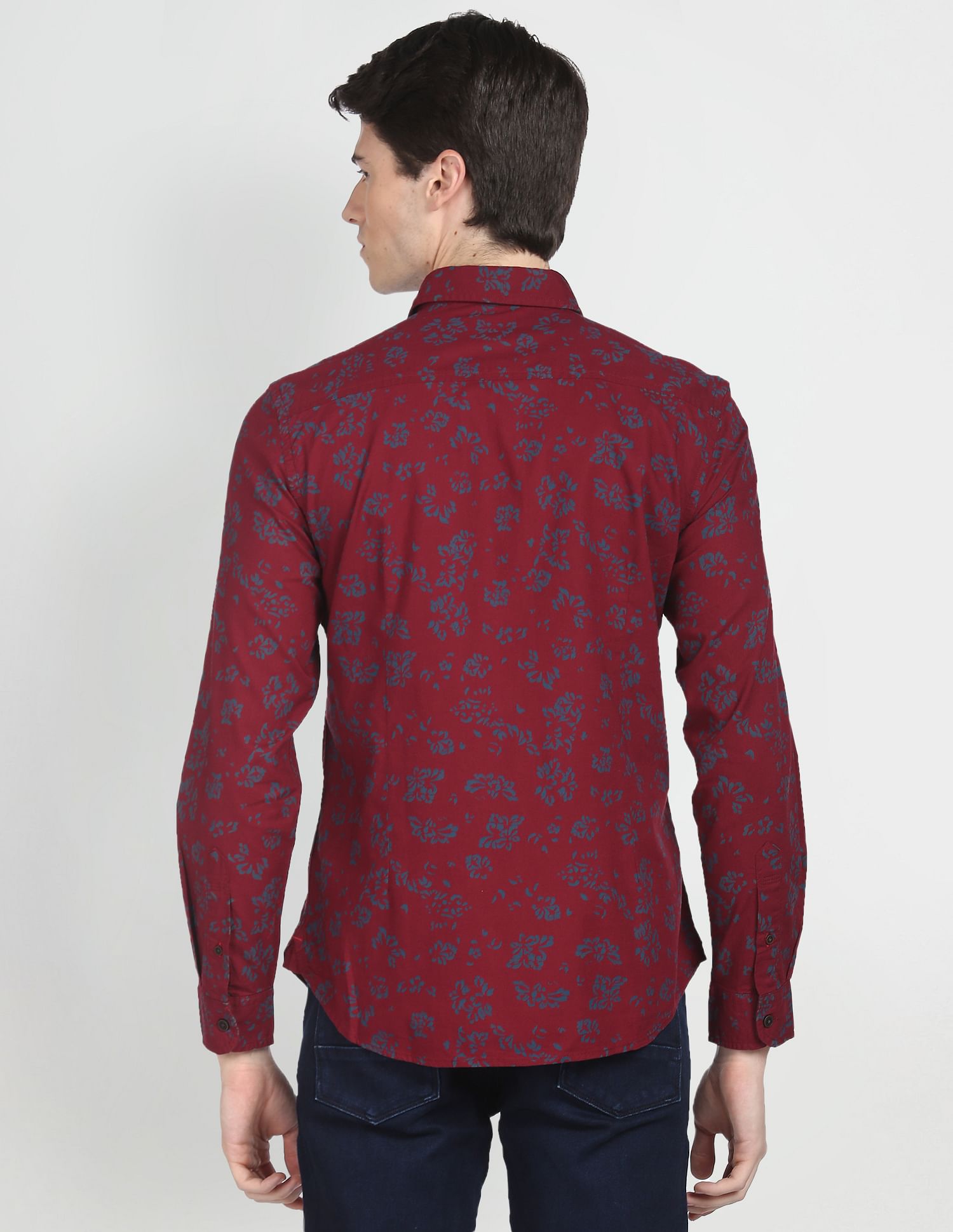 Abstract Print Cotton Casual Shirt Maroon - uspoloassn-test.in | Large