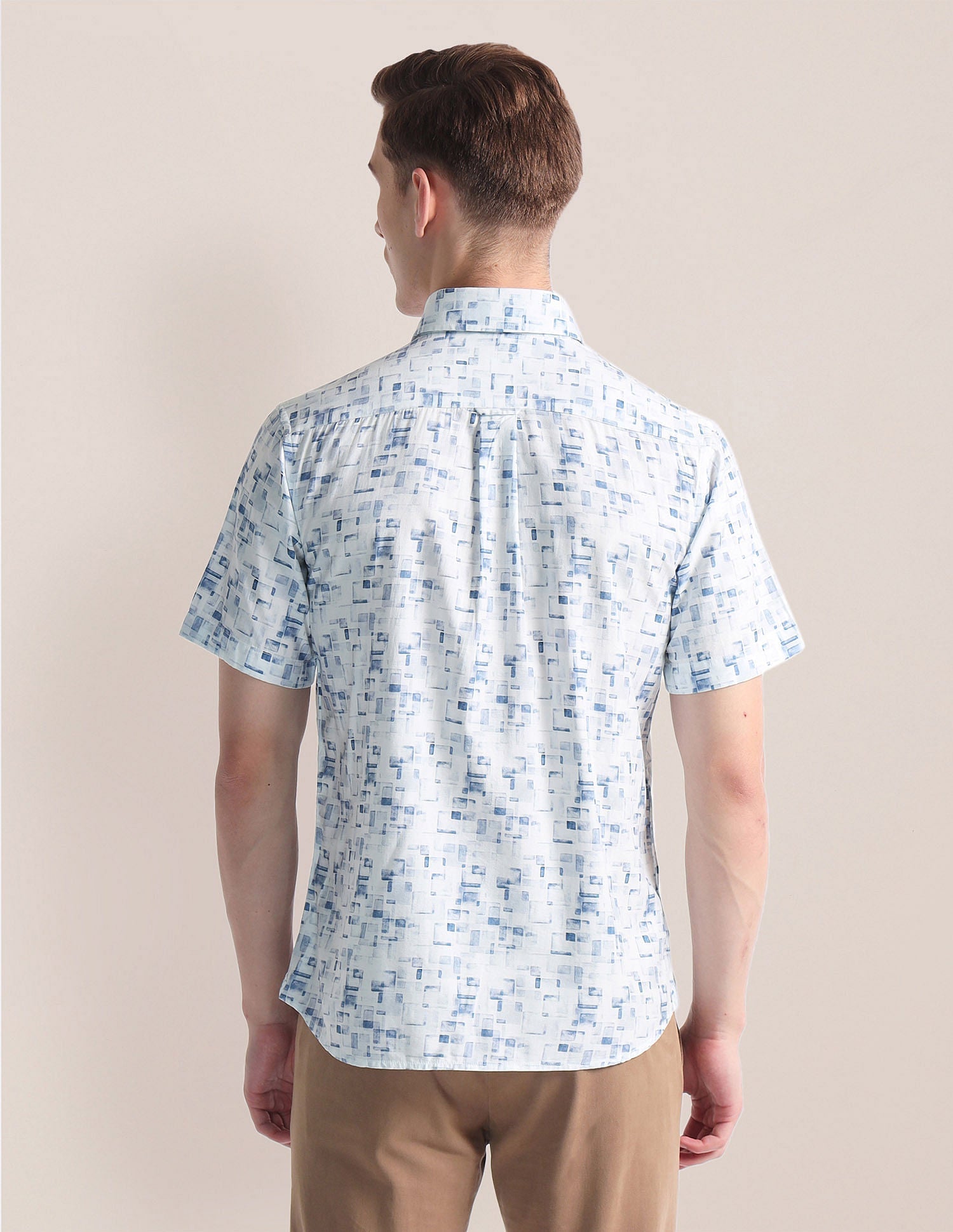 Abstract Print Twill Shirt Blue - uspoloassn-test.in | Large