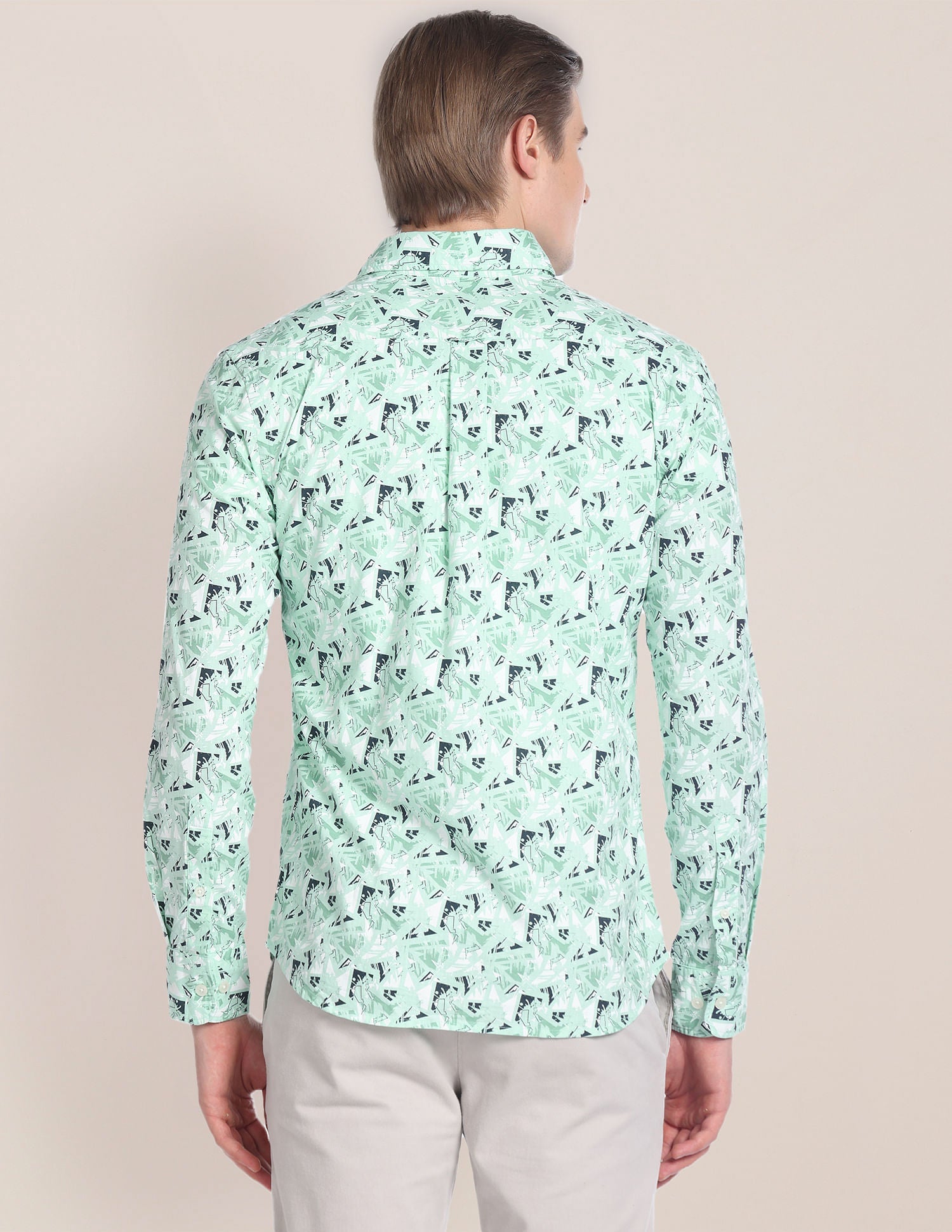 Abstract Print Cotton Shirt Green - uspoloassn-test.in | Large