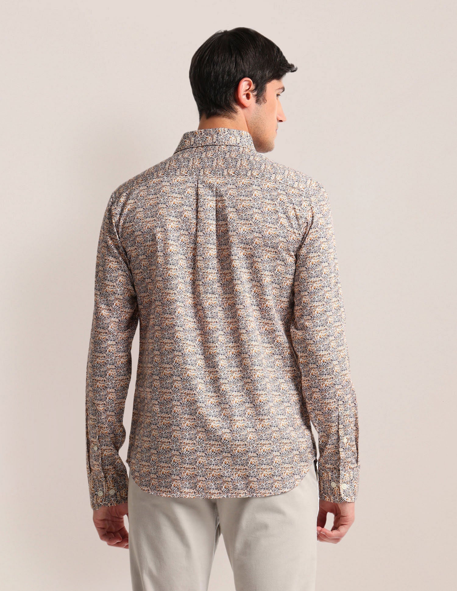 Abstract Print Sateen Shirt Brown - uspoloassn-test.in | Large
