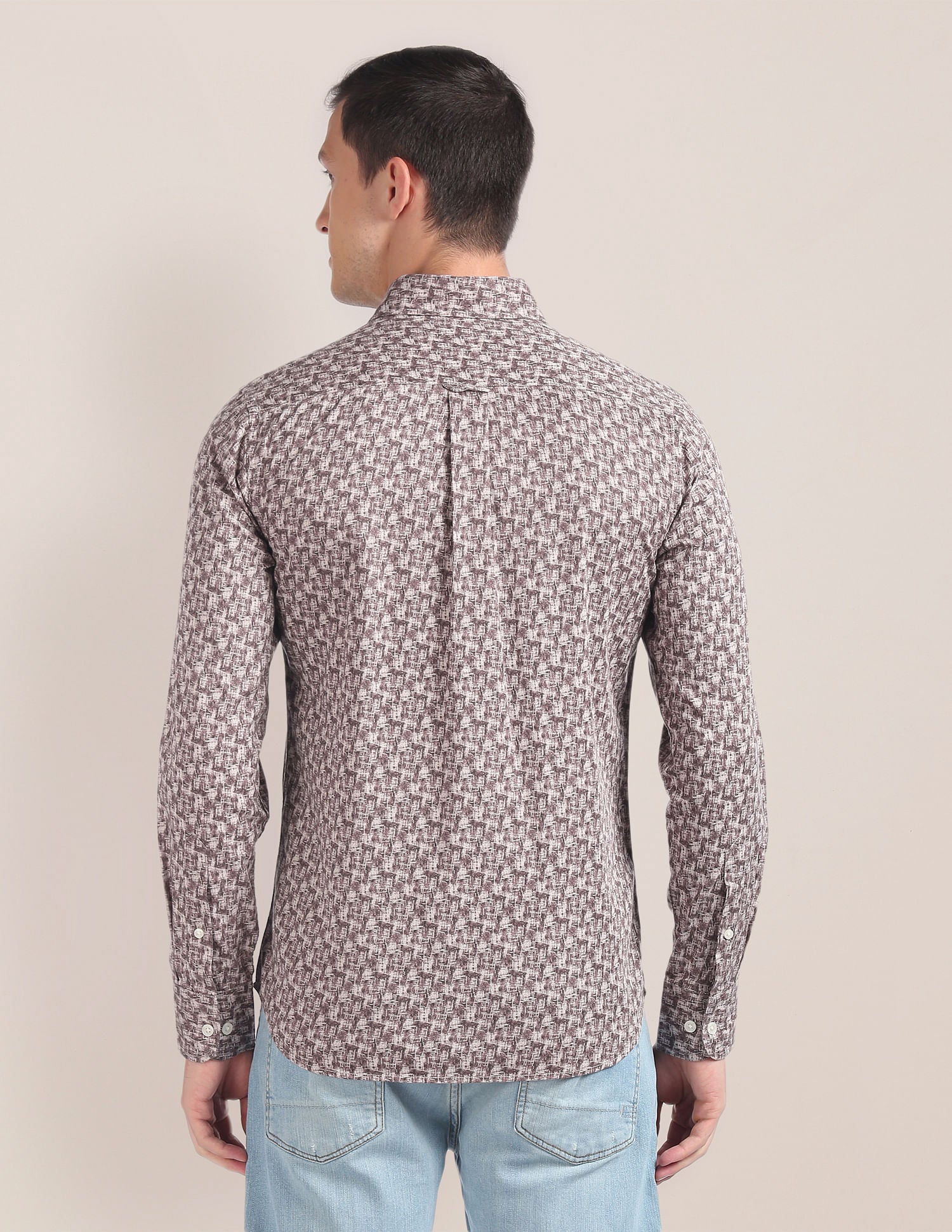 Abstract Print Cotton Twill Shirt Brown - uspoloassn-test.in | Large