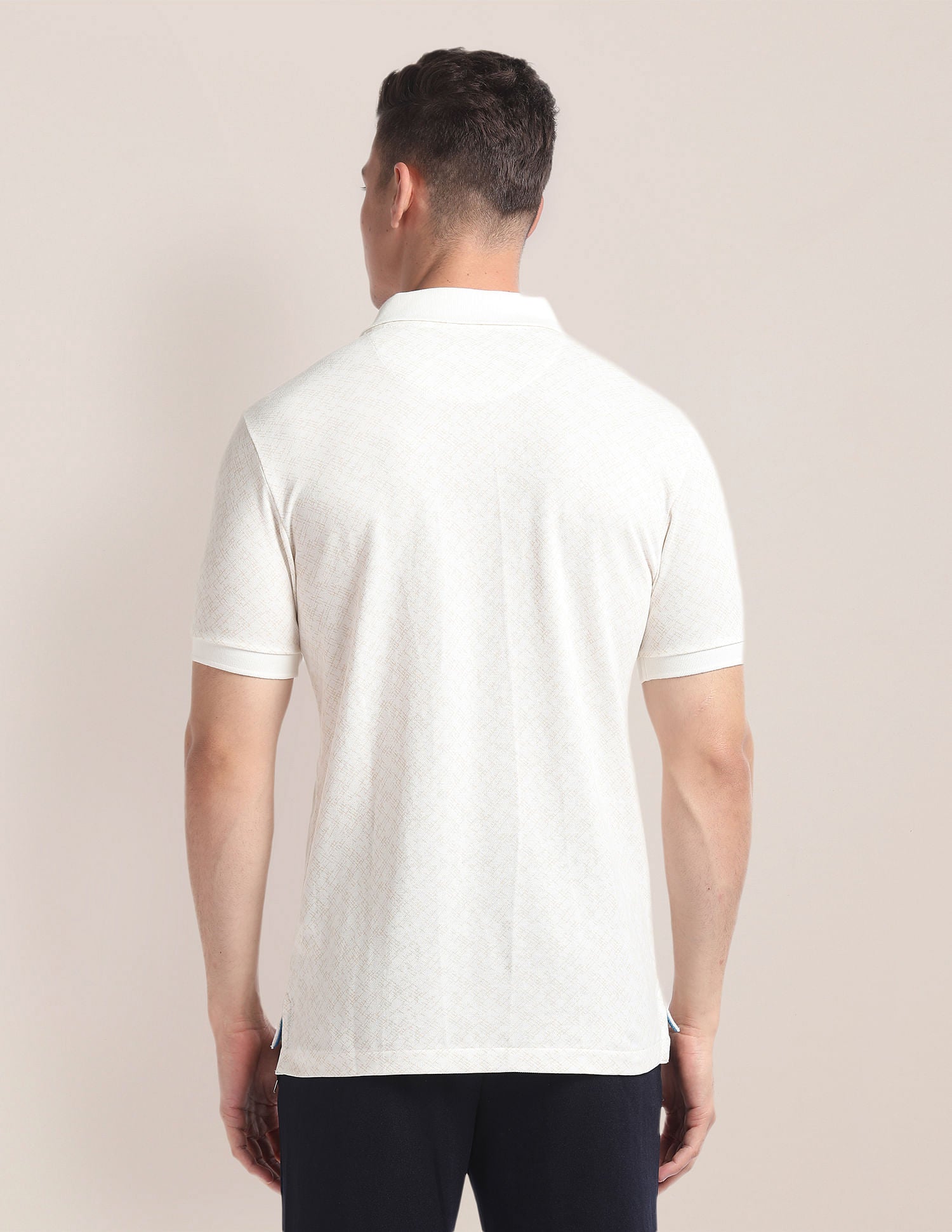 Abstract Print Slim Polo Shirt Beige - uspoloassn-test.in | Large
