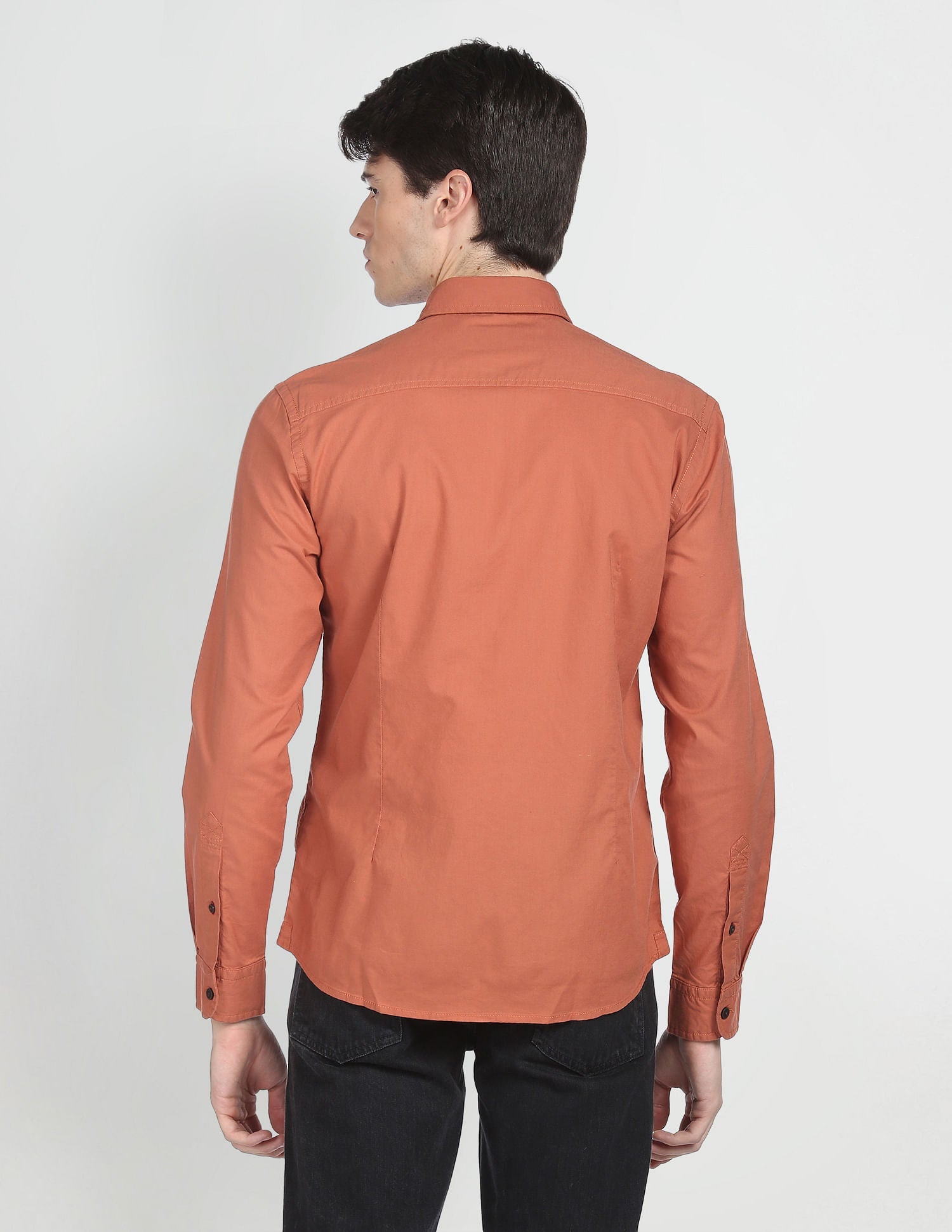 Abstract Check Twill Cotton Casual Shirt Orange - uspoloassn-test.in | Large