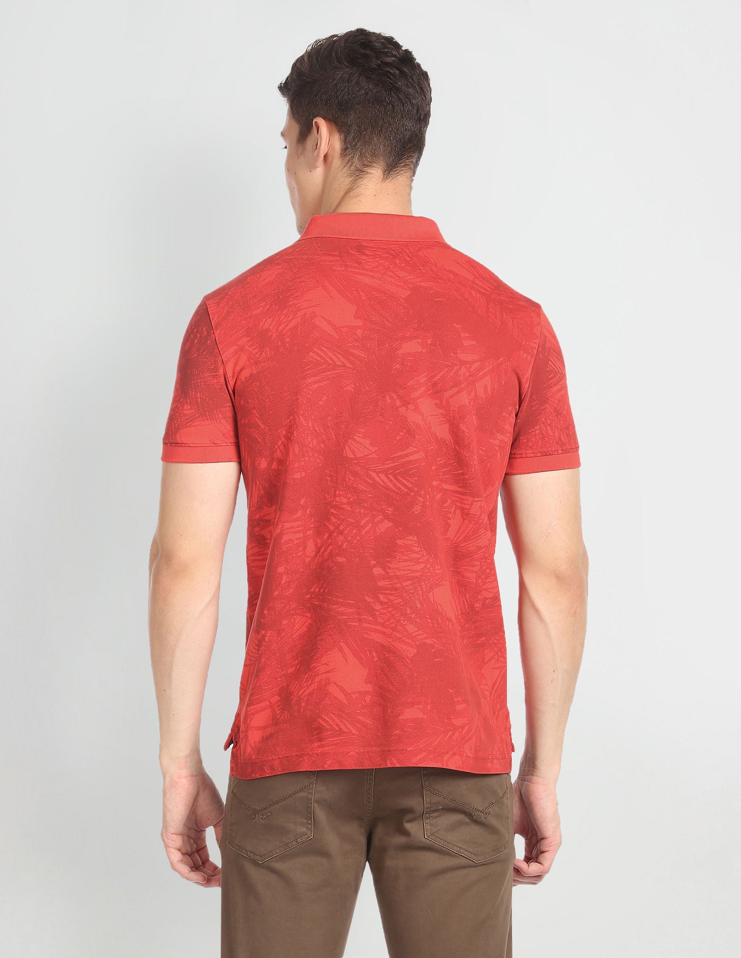 Abstract Print Cotton Polo Shirt Red - uspoloassn-test.in | Large