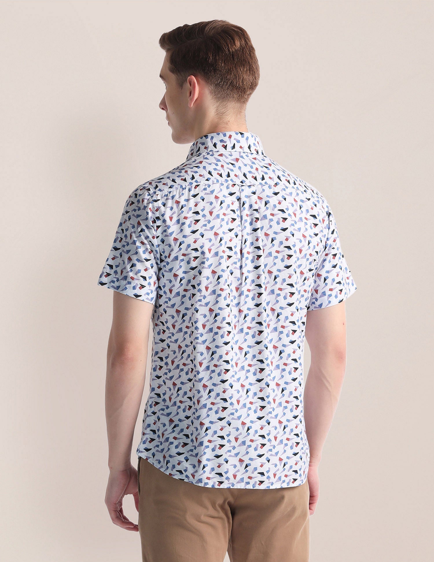 Abstract Print Twill Shirt Blue - uspoloassn-test.in | Large