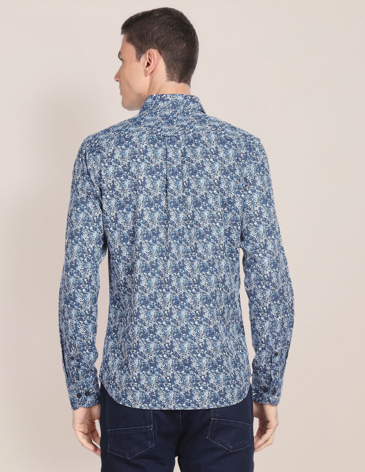 Abstract Print Cotton Shirt Navy - uspoloassn-test.in | Large