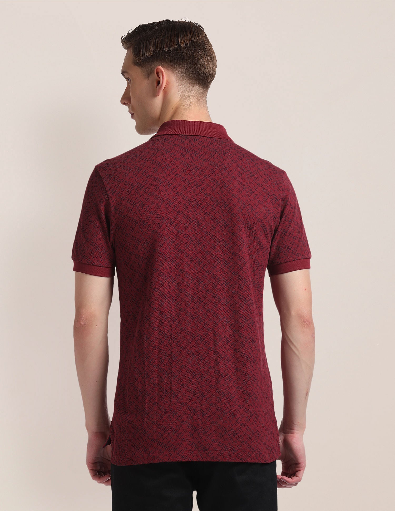 Abstract Print Cotton Polo Shirt Red - uspoloassn-test.in | Large