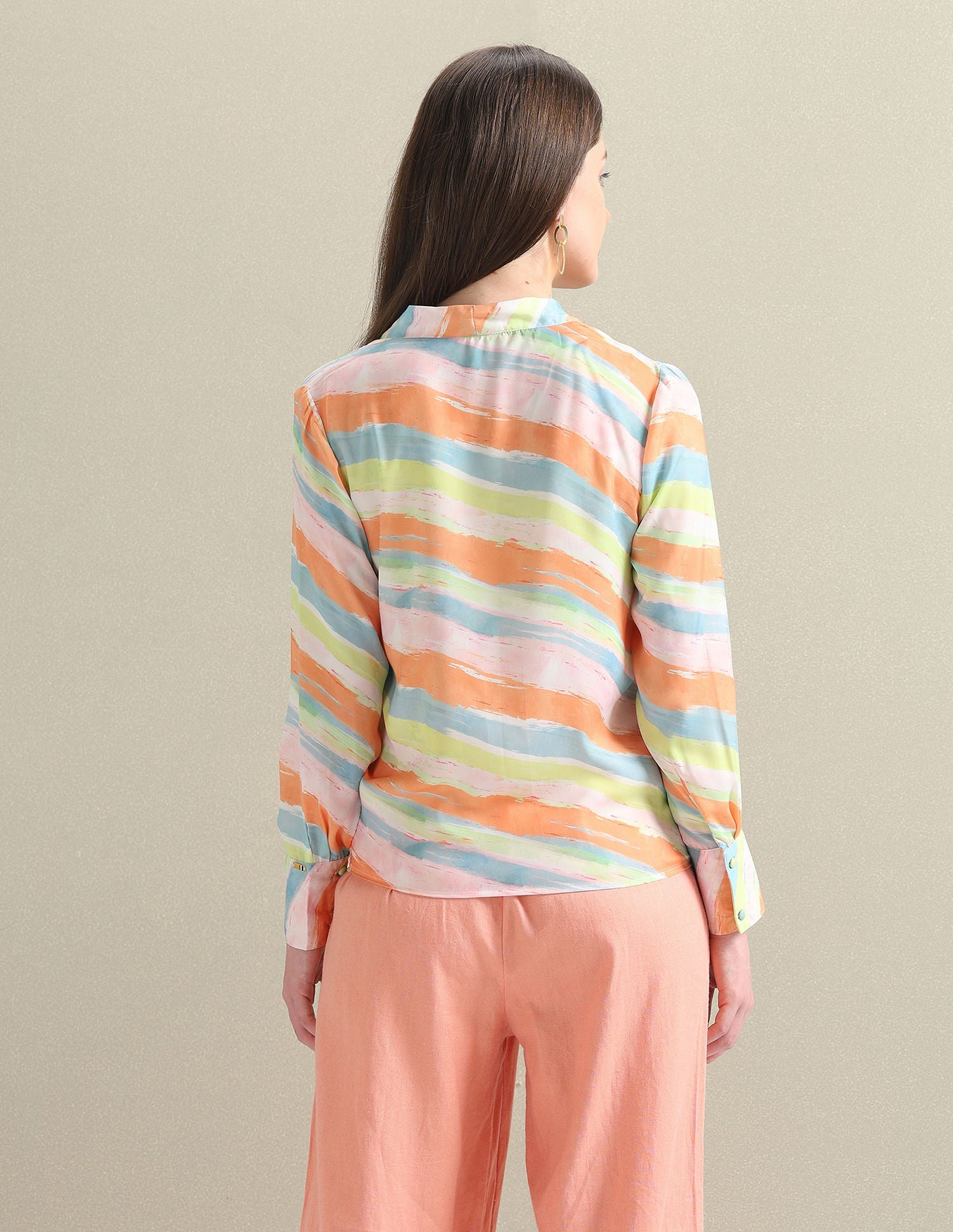 Abstract Print Satin Wrap Top Multi-colour - uspoloassn-test.in | Large