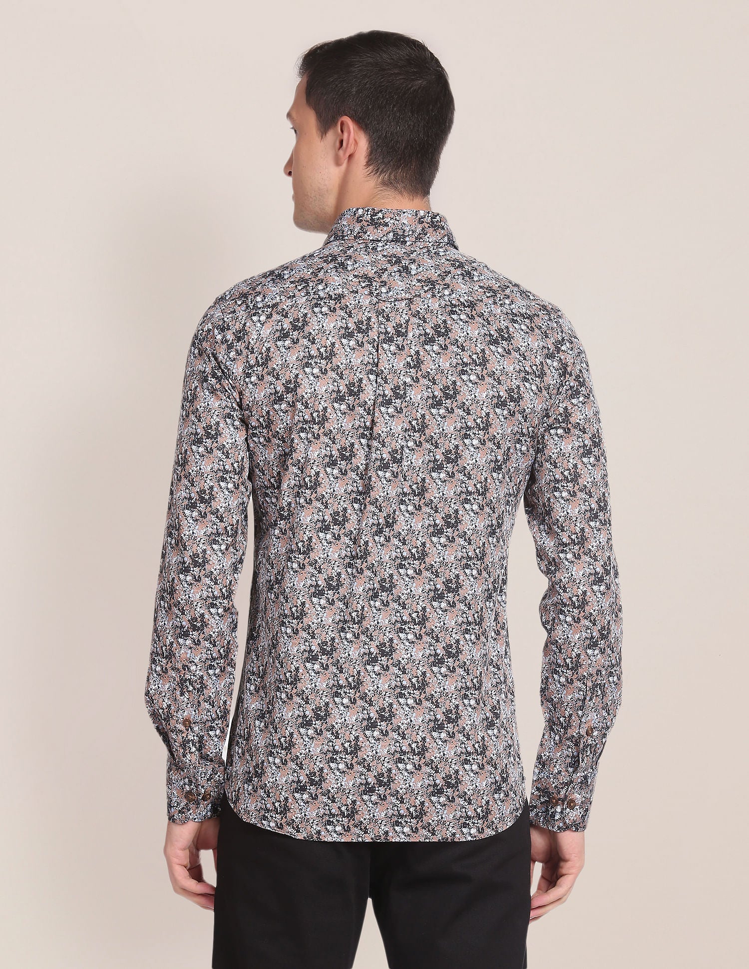 Abstract Print Cotton Twill Shirt Brown - uspoloassn-test.in | Large