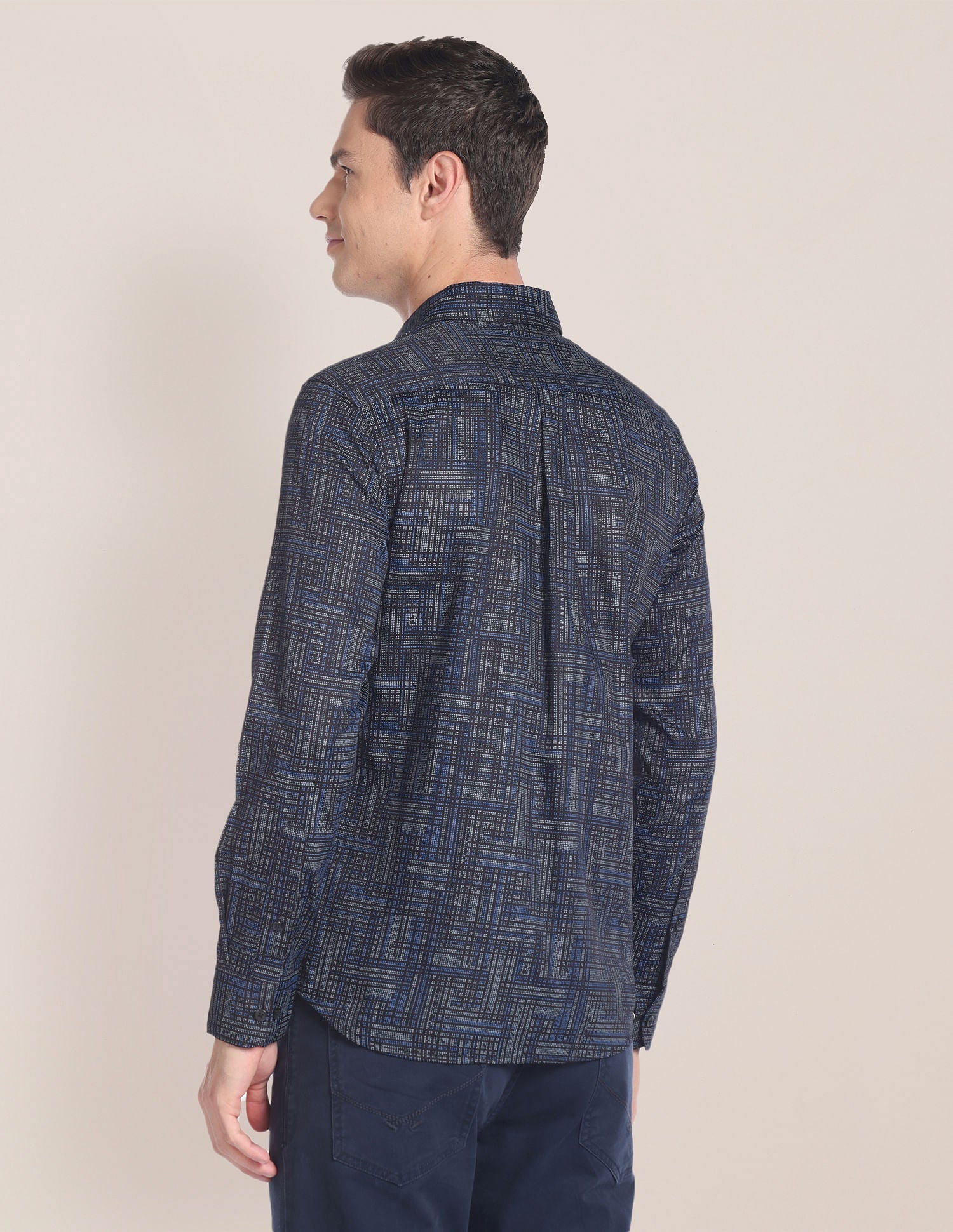 Abstract Print Tailored Shirt Black - uspoloassn-test.in | Large
