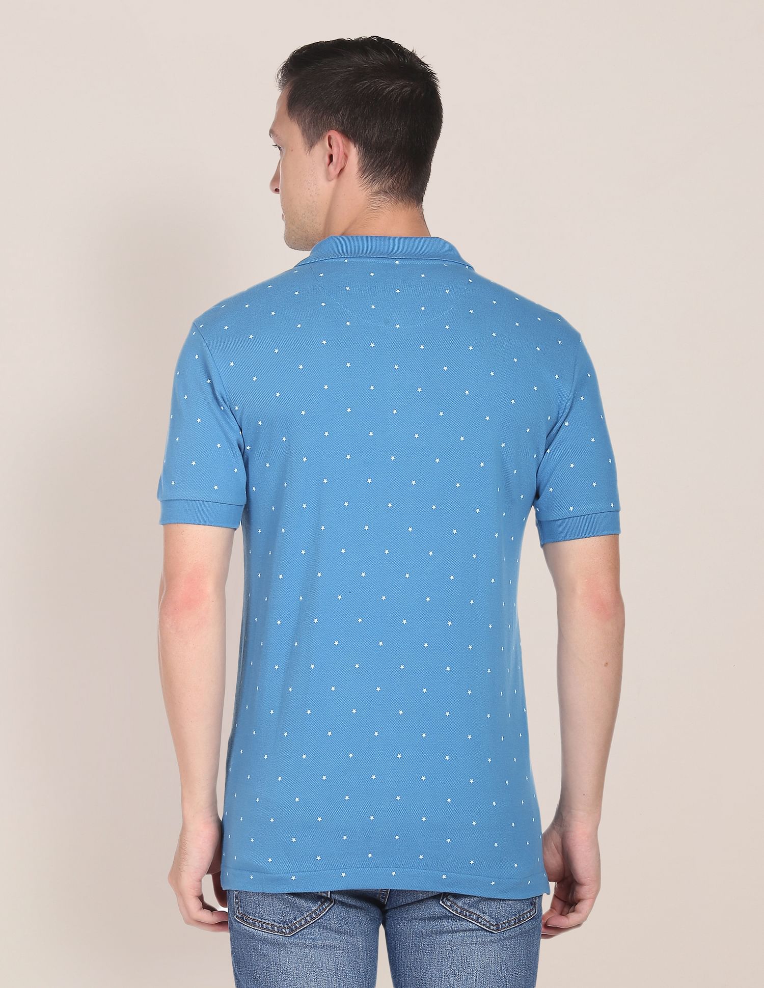 All Geometric Cotton Polo Shirt Blue - uspoloassn-test.in | Large
