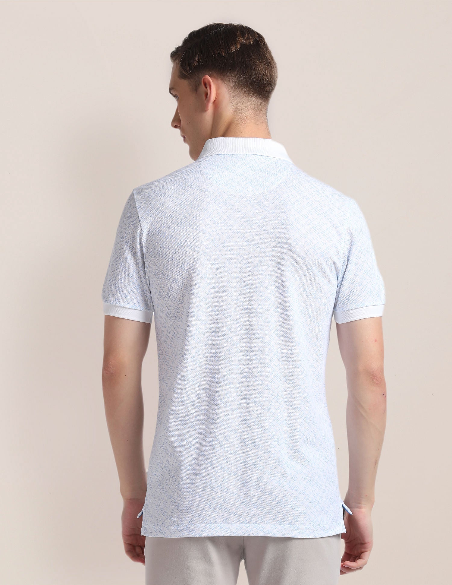 Abstract Print Cotton Polo Shirt Blue - uspoloassn-test.in | Large