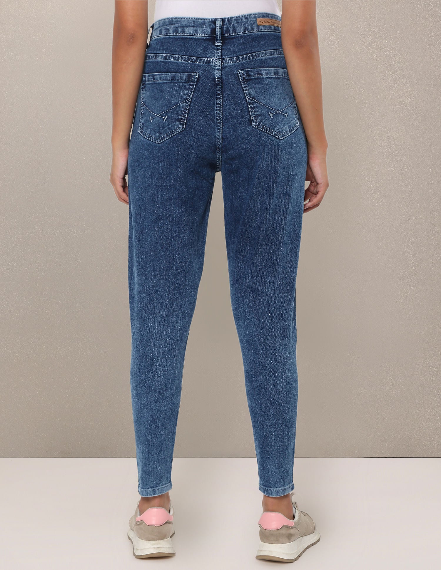 Acid Wash Slim Mom Fit Jeans Blue - uspoloassn-test.in | Large