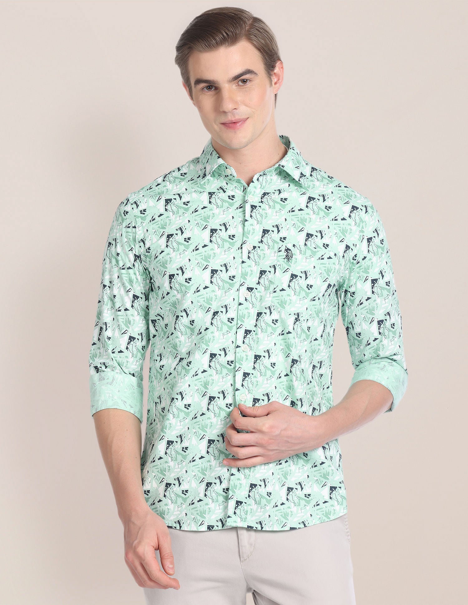 Abstract Print Cotton Shirt