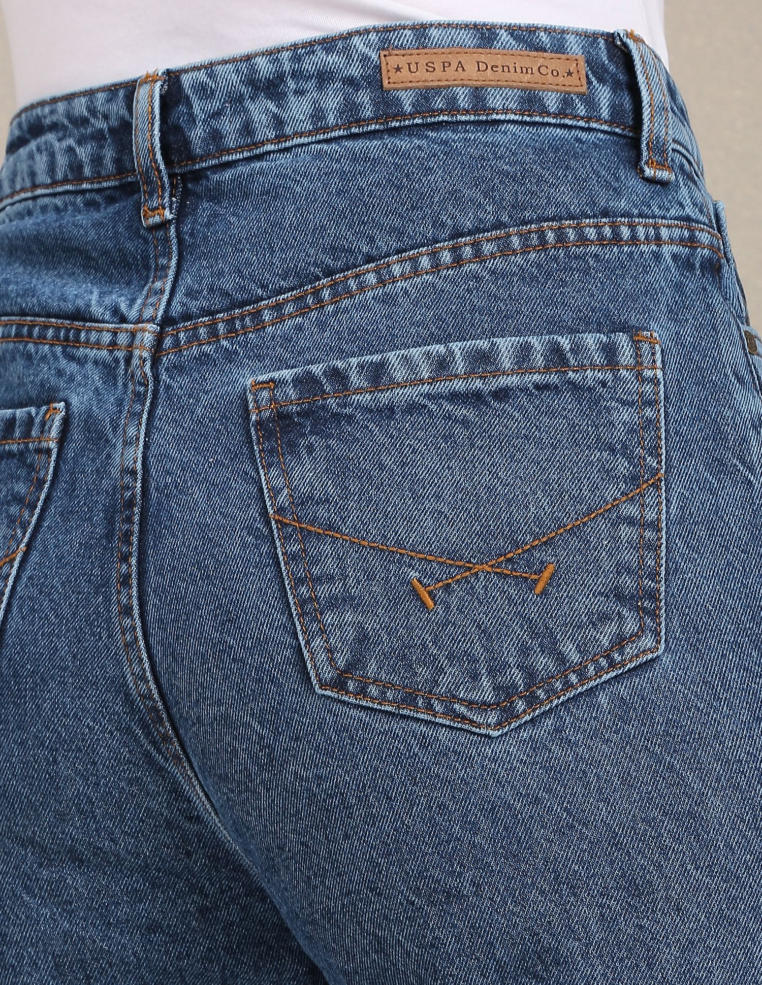 Acid Wash Vented Hem Flared Jeans Dark Blue - uspoloassn-test.in | Large